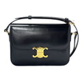 Celine Shoulder Bag Classic Triomphe Medium Leather Black Gold