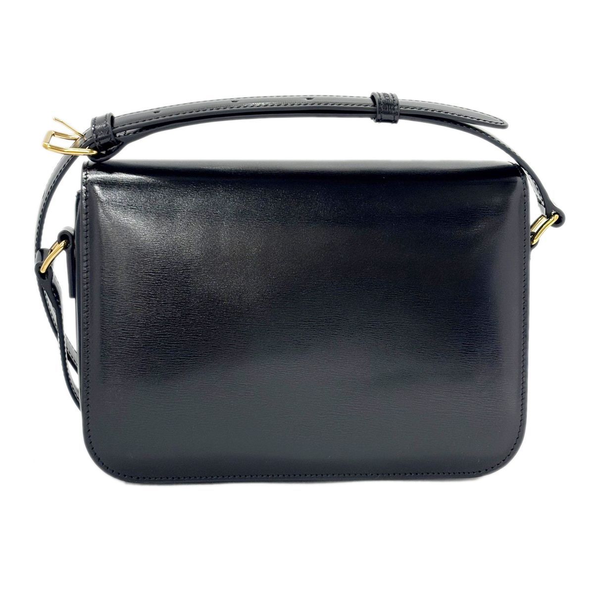 Celine Shoulder Bag Classic Triomphe Medium Leather Black Gold — view 4
