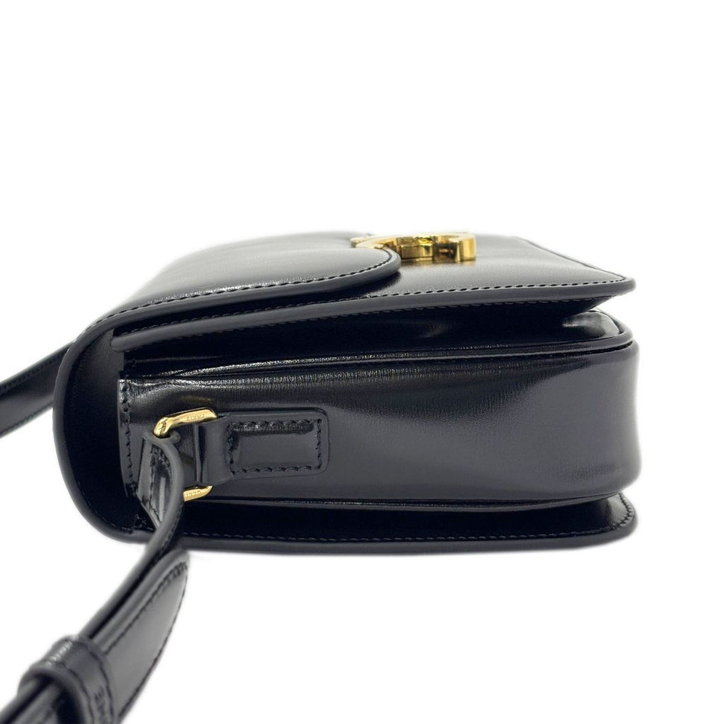 Celine Shoulder Bag Classic Triomphe Medium Leather Black Gold — view 7