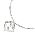 Fendi Forever FF Logo Rhinestone Chain Necklace Silver