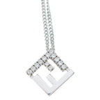 Fendi Forever FF Logo Rhinestone Chain Necklace Silver — view 3