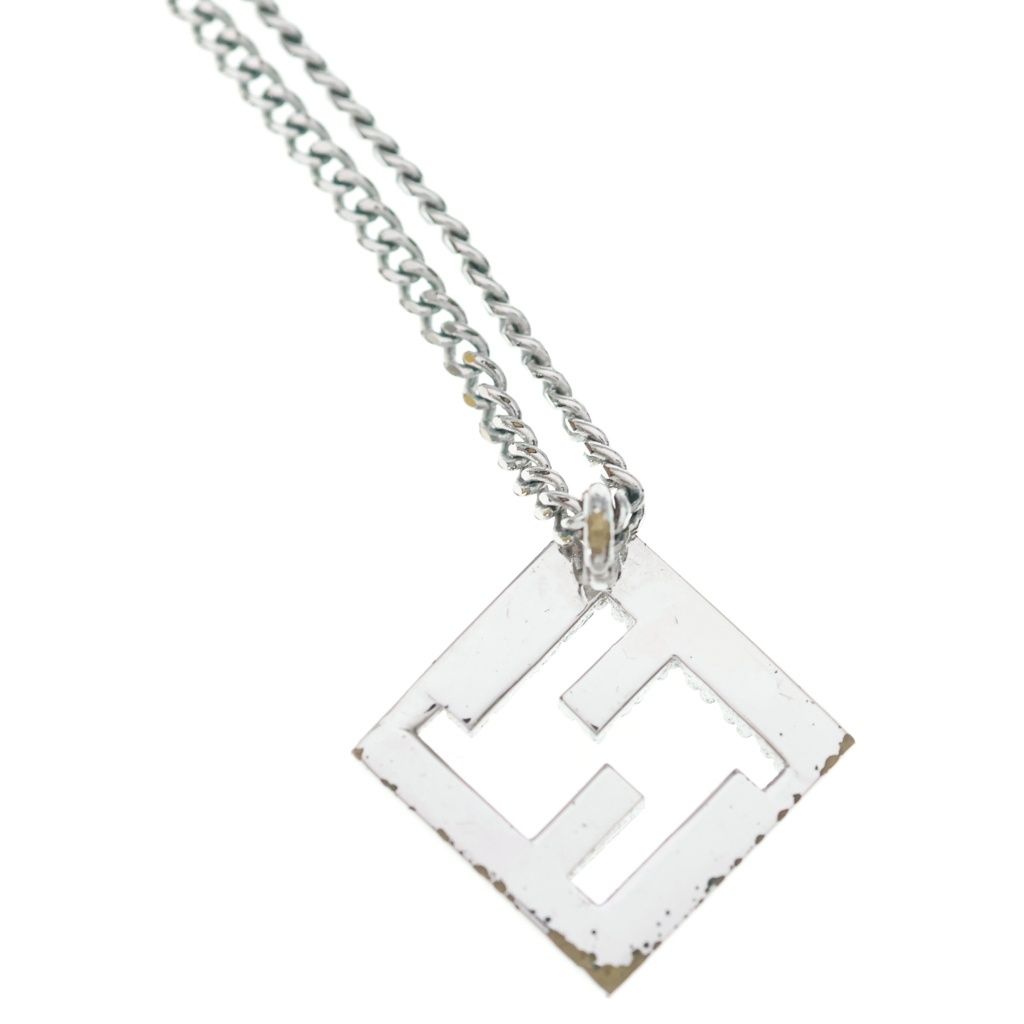 Fendi Forever FF Logo Rhinestone Chain Necklace Silver — view 5