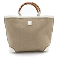 Gucci Bamboo Children's Straw Handbag Beige White