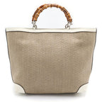 Gucci Bamboo Children's Straw Handbag Beige White — view 2