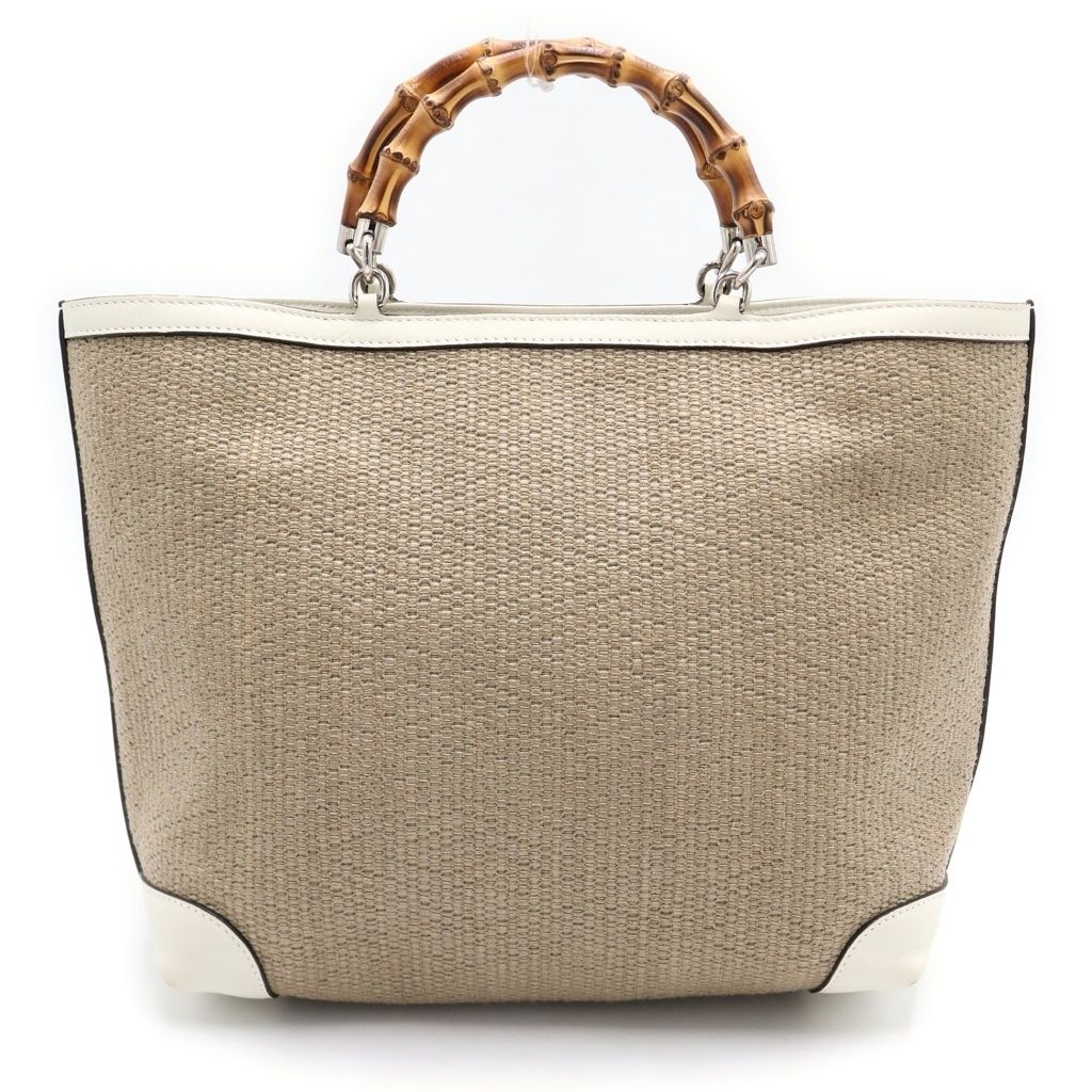 Gucci Bamboo Children's Straw Handbag Beige White — view 2