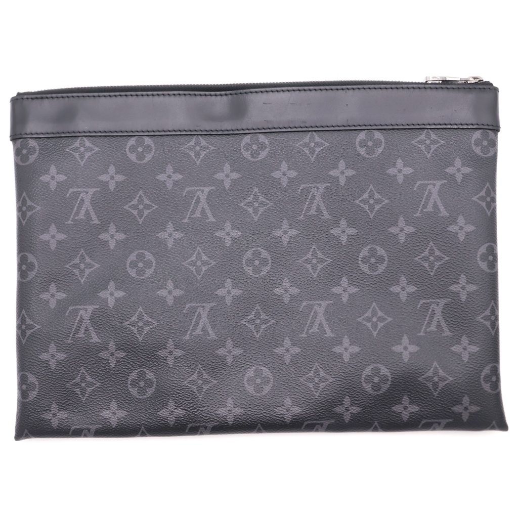 Louis Vuitton Monogram Eclipse Pochette Discovery Leather Clutch Black — view 2