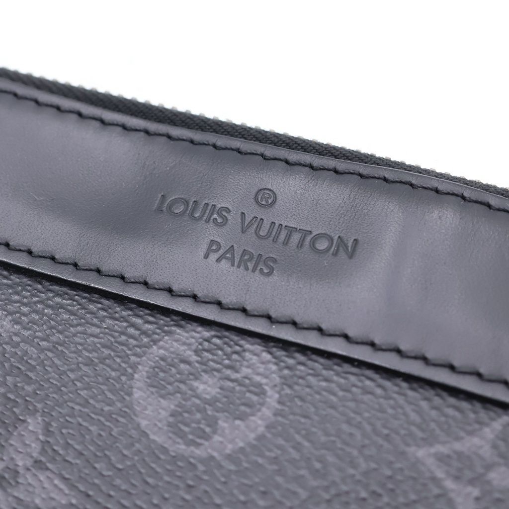 Louis Vuitton Monogram Eclipse Pochette Discovery Leather Clutch Black — view 7