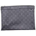 Louis Vuitton Monogram Eclipse Pochette Discovery Leather Clutch Black