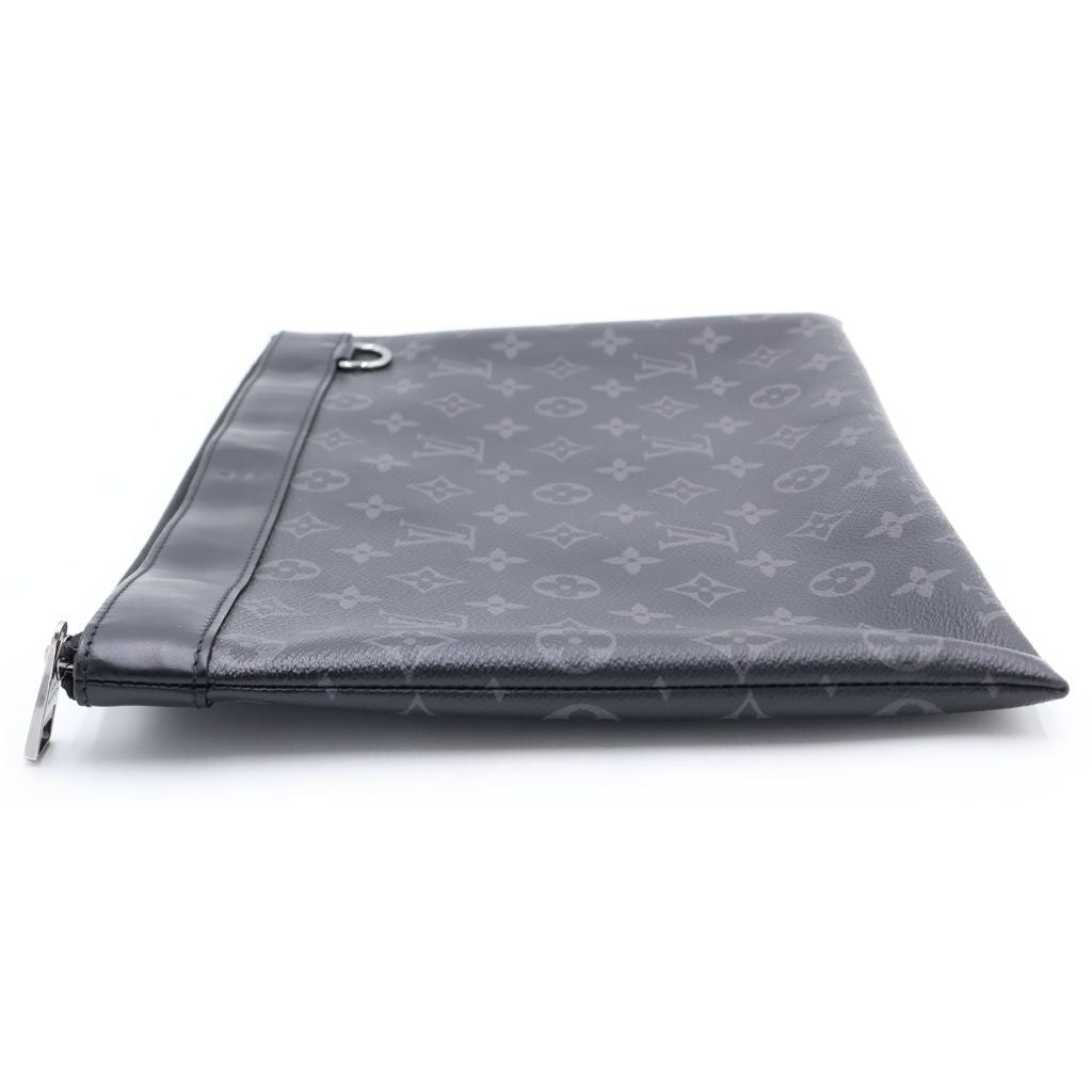 Louis Vuitton Monogram Eclipse Pochette Discovery Leather Clutch Black — view 3