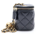 Chanel CC Logo Quilted Lambskin Gold Mini Vanity Chain Shoulder Bag Black — view 3