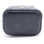 Chanel CC Logo Quilted Lambskin Gold Mini Vanity Chain Shoulder Bag Black — view 4