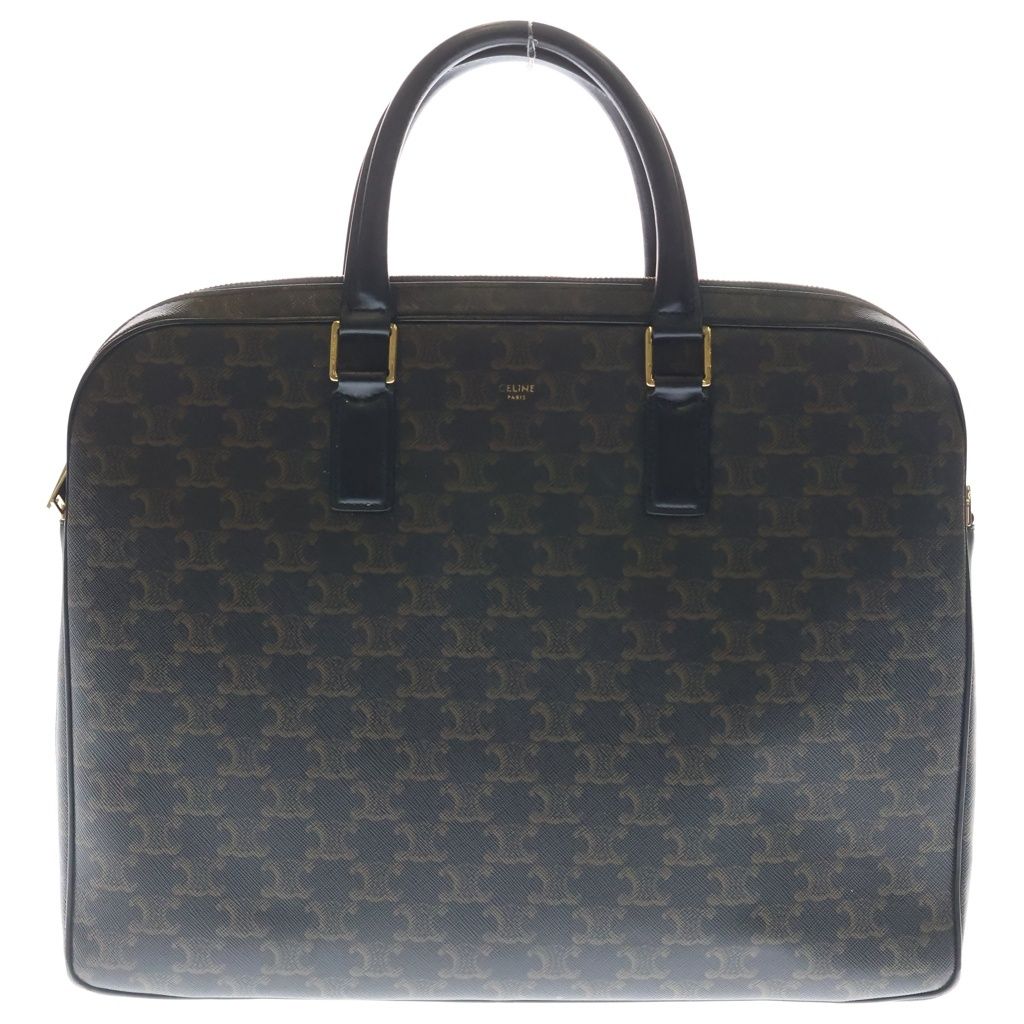 Celine Triomphe Leather Briefcase Business Brown