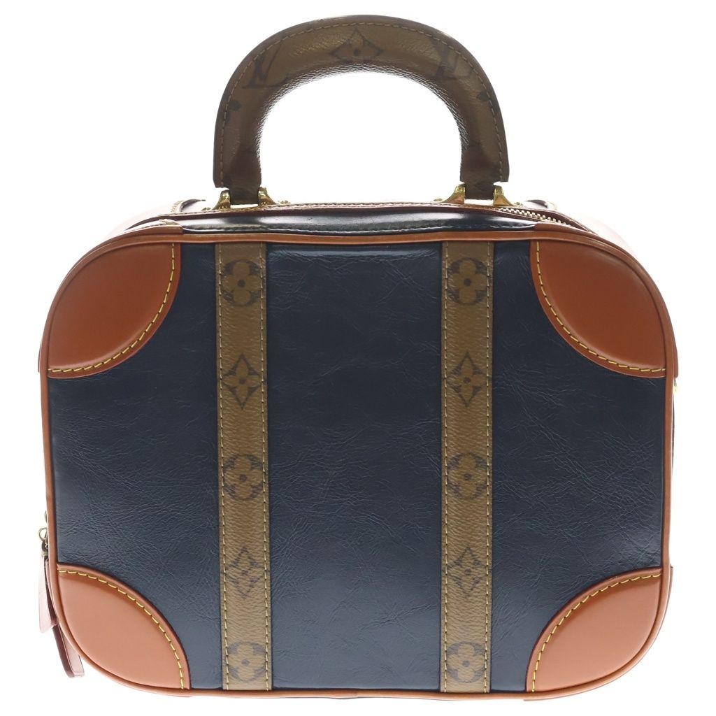 Louis Vuitton Valisette PM Monogram Reverse 2-Way Shoulder Bag Gold Hardware Navy Brown M53782