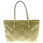 Gucci Jumbo GG Tote Bag Yellow Canvas x leather Gold