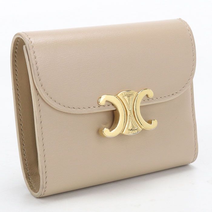 Celine Small Flap Wallet Triomphe Trifold Shiny Calfskin