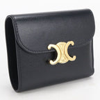 Celine Small Flap Wallet Triomphe Trifold Shiny Calfskin