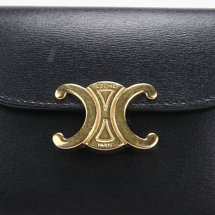 Celine Small Flap Wallet Triomphe Trifold Shiny Calfskin — view 8