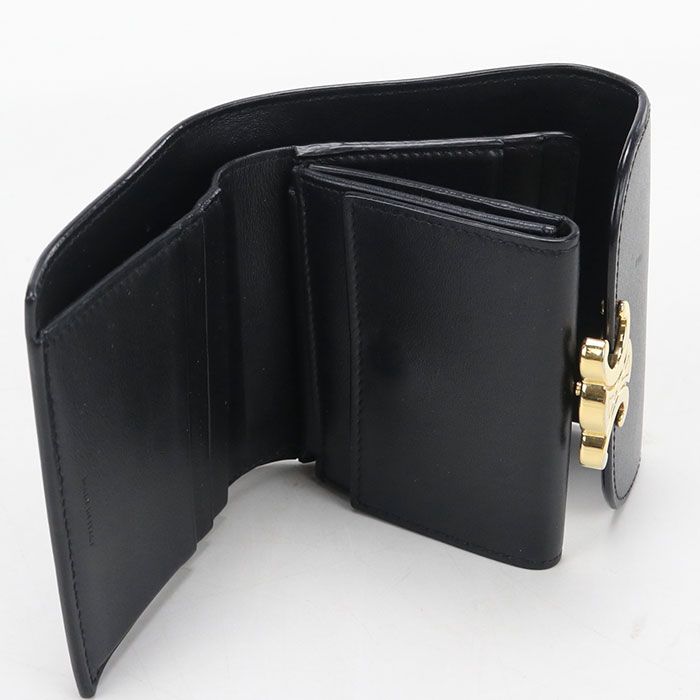 Celine Small Flap Wallet Triomphe Trifold Shiny Calfskin — view 3