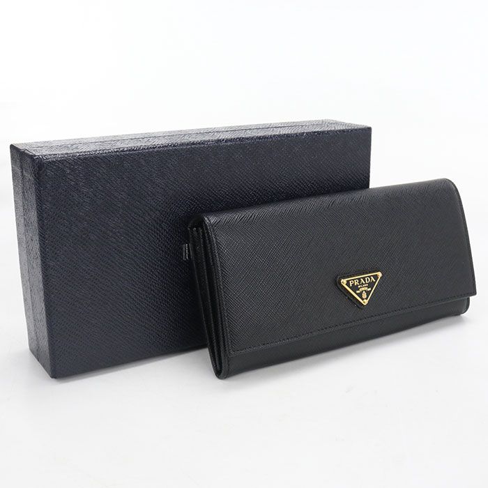 Prada Saffiano Triangle Wallet Bifold Leather