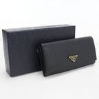 Prada Saffiano Triangle Wallet Bifold Leather
