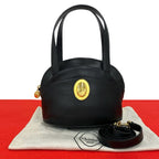 Dior Vintage CD Logo Leather 2-Way Shoulder Bag Black
