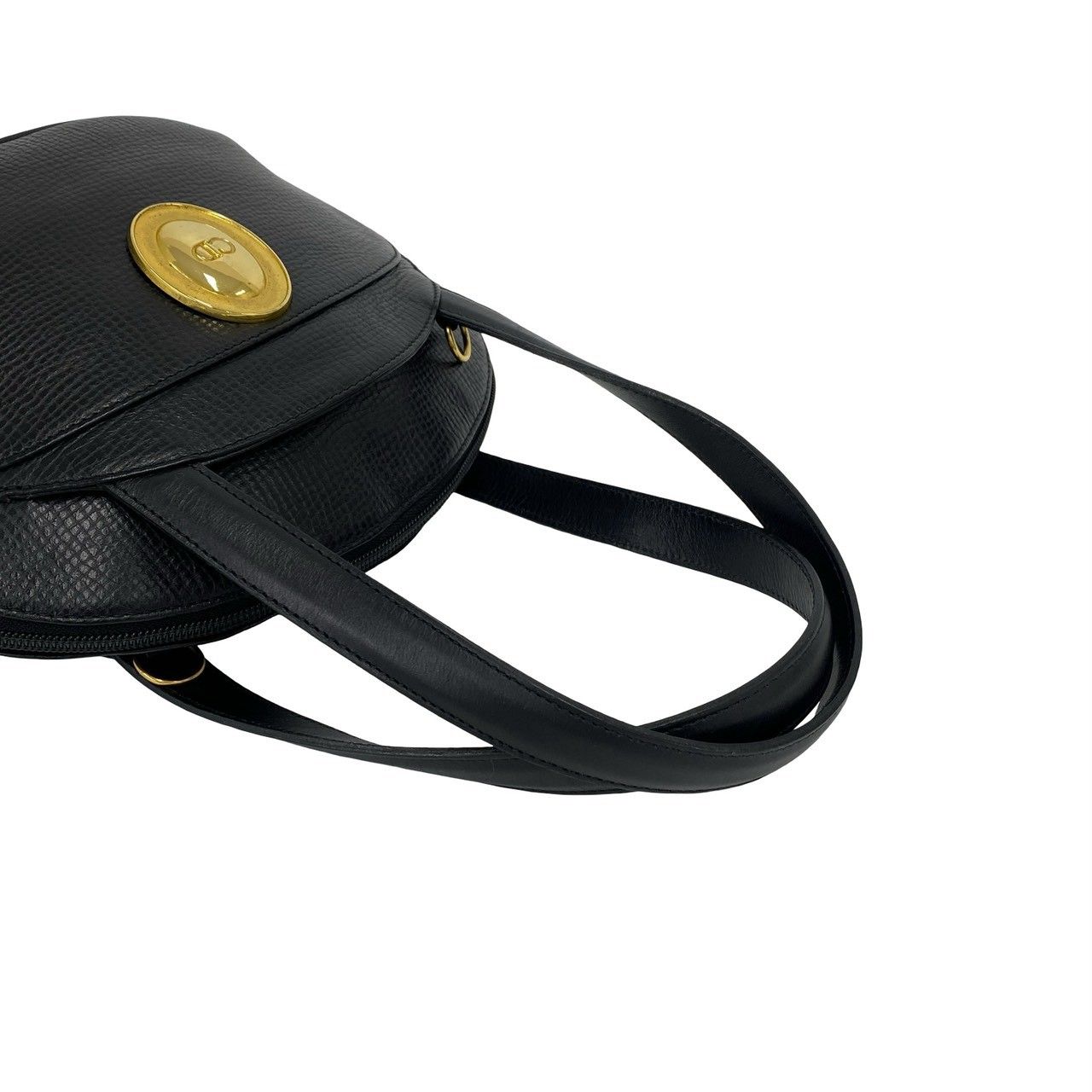 Dior Vintage CD Logo Leather 2-Way Shoulder Bag Black — view 4