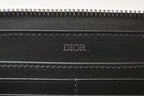 Dior Homme Wallet Zip Around Leather Logo Embroidery Black Round — view 7