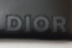Dior Homme Wallet Zip Around Leather Logo Embroidery Black Round — view 3