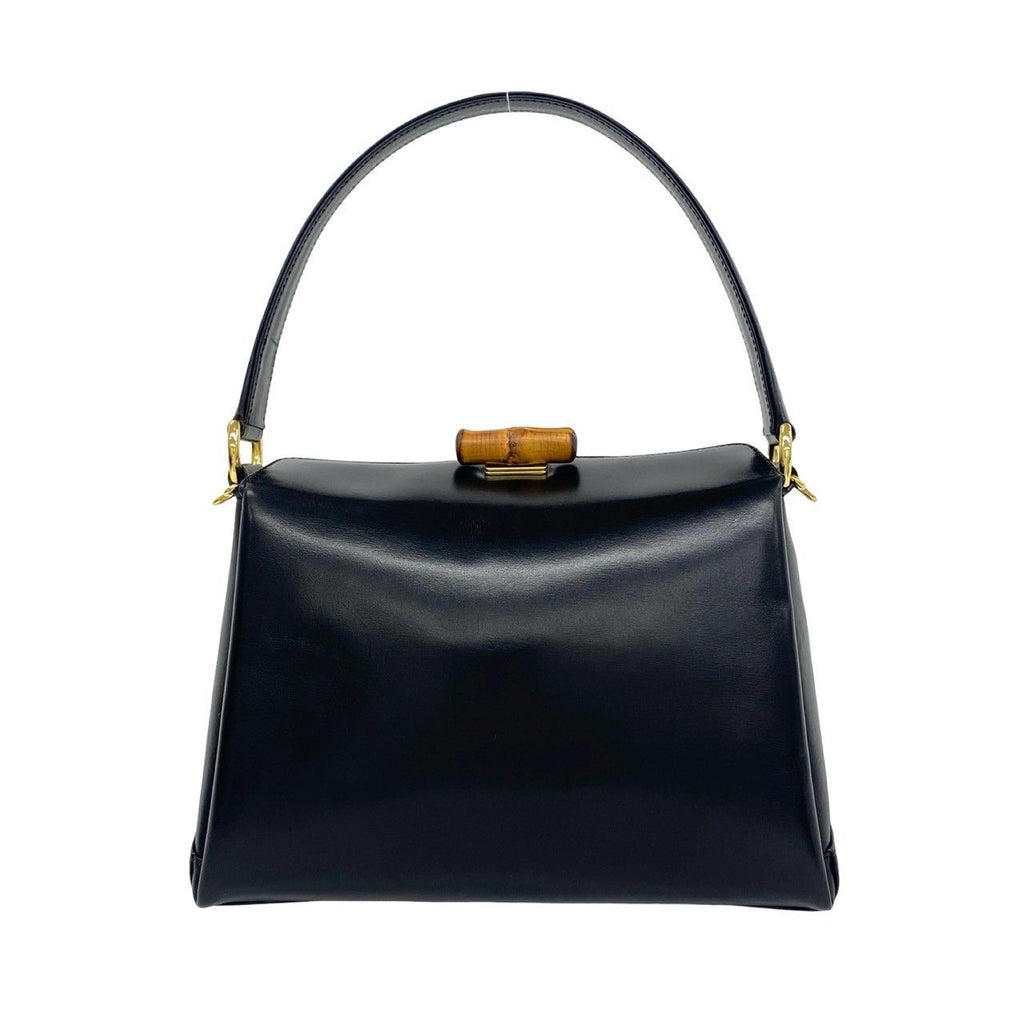 Gucci Vintage Bamboo Leather 2-Way Shoulder Bag Black — view 3
