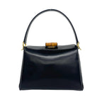 Gucci Vintage Bamboo Leather 2-Way Shoulder Bag Black — view 3