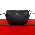 Gucci Vintage GG Logo Leather Shoulder Bag Pochette Crossbody Black