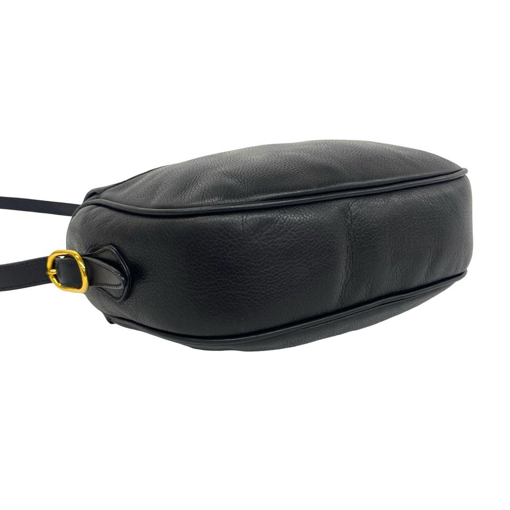 Gucci Vintage GG Logo Leather Shoulder Bag Pochette Crossbody Black — view 7