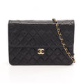 Chanel Shoulder Bag Quilted Black Lambskin Push Lock Chain