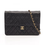 Chanel Shoulder Bag Quilted Black Lambskin Push Lock Chain