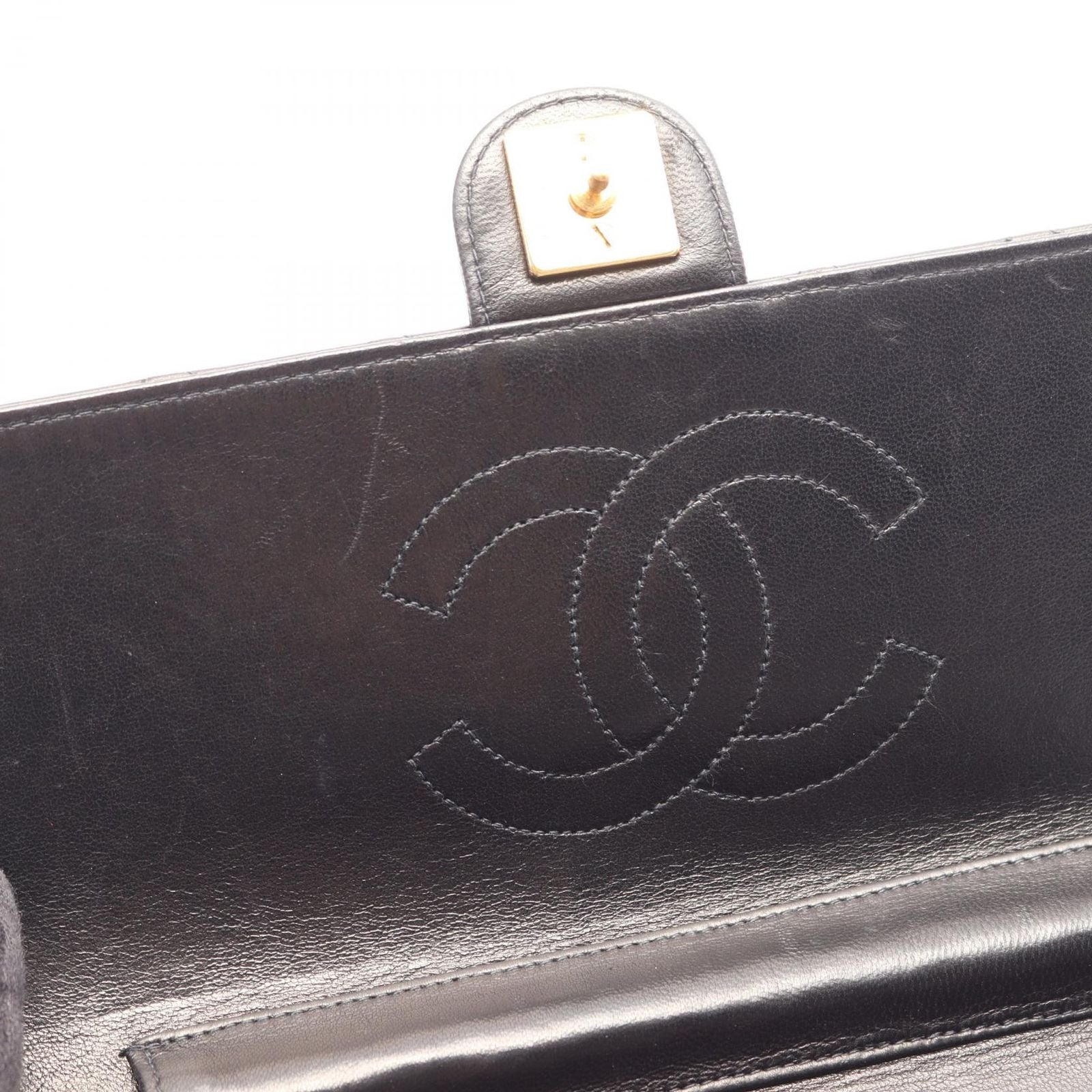 Chanel Shoulder Bag Quilted Black Lambskin Push Lock Chain — view 6