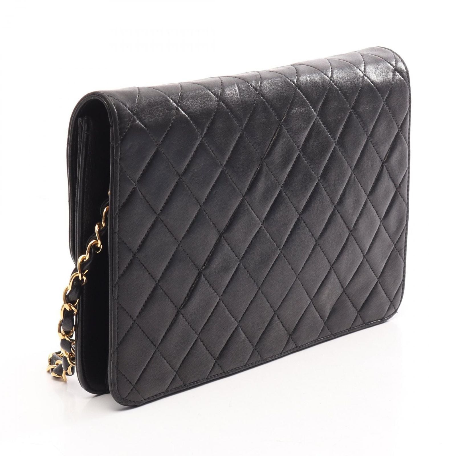 Chanel Shoulder Bag Quilted Black Lambskin Push Lock Chain — view 2