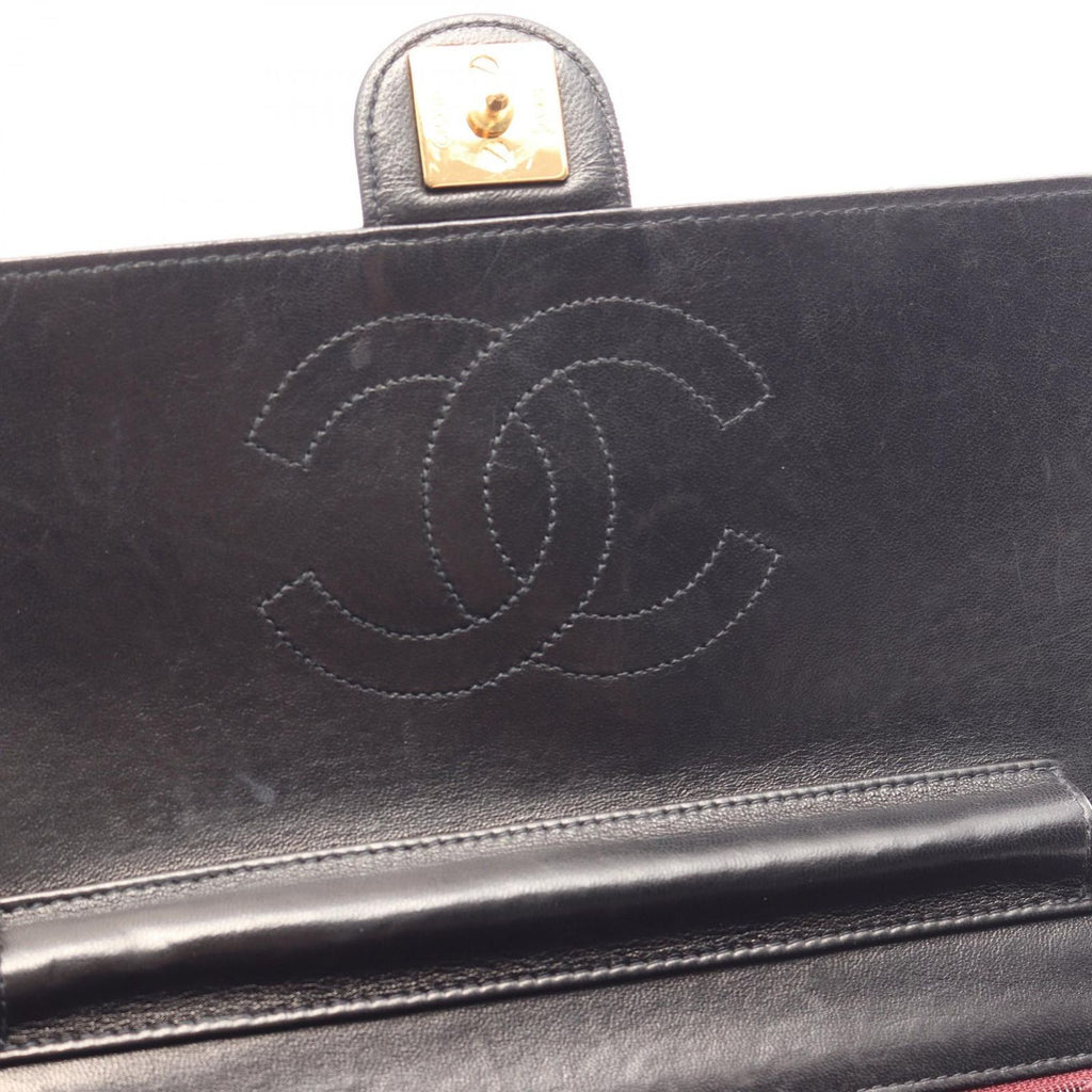 Chanel Shoulder Bag Quilted Single Flap Push Lock Black Lambskin Chain — view 6