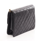 Chanel Shoulder Bag Quilted Single Flap Push Lock Black Lambskin Chain — view 2