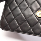 Chanel Shoulder Bag Quilted Single Flap Push Lock Black Lambskin Chain — view 7