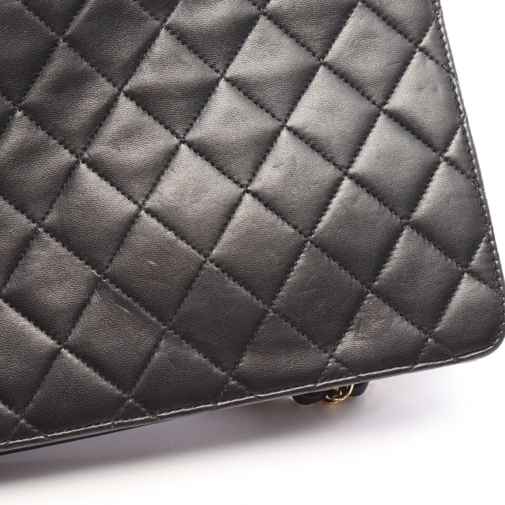 Chanel Shoulder Bag Quilted Single Flap Push Lock Black Lambskin Chain — view 8