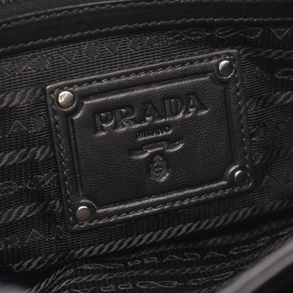 Prada Shoulder Bag Nappa S Frill Black Leather Chain Handle — view 4