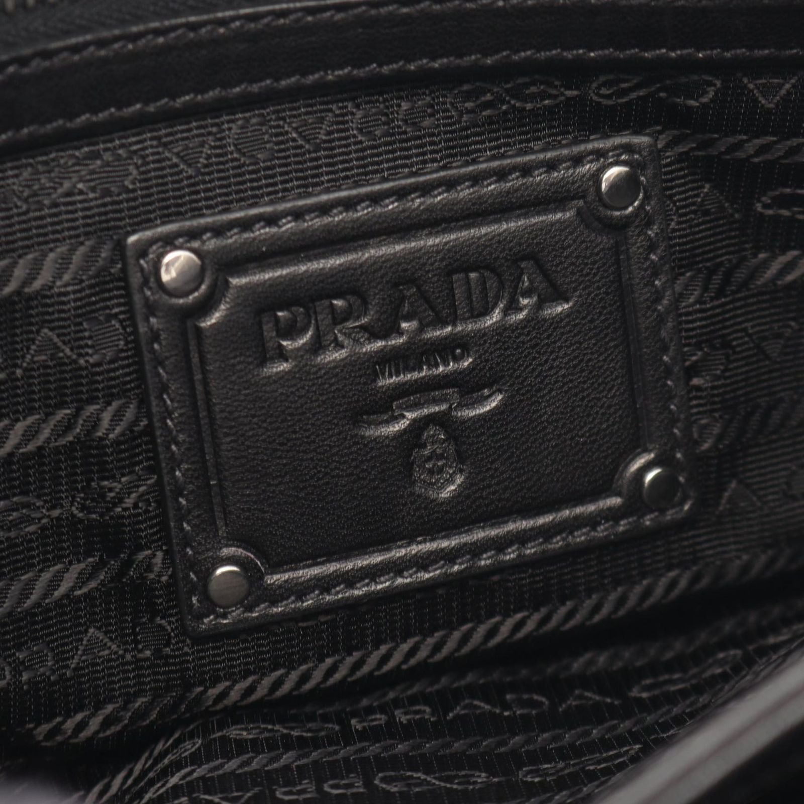 Prada Shoulder Bag Nappa S Frill Black Leather Chain Handle — view 4