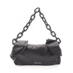 Prada Shoulder Bag Nappa S Frill Black Leather Chain Handle