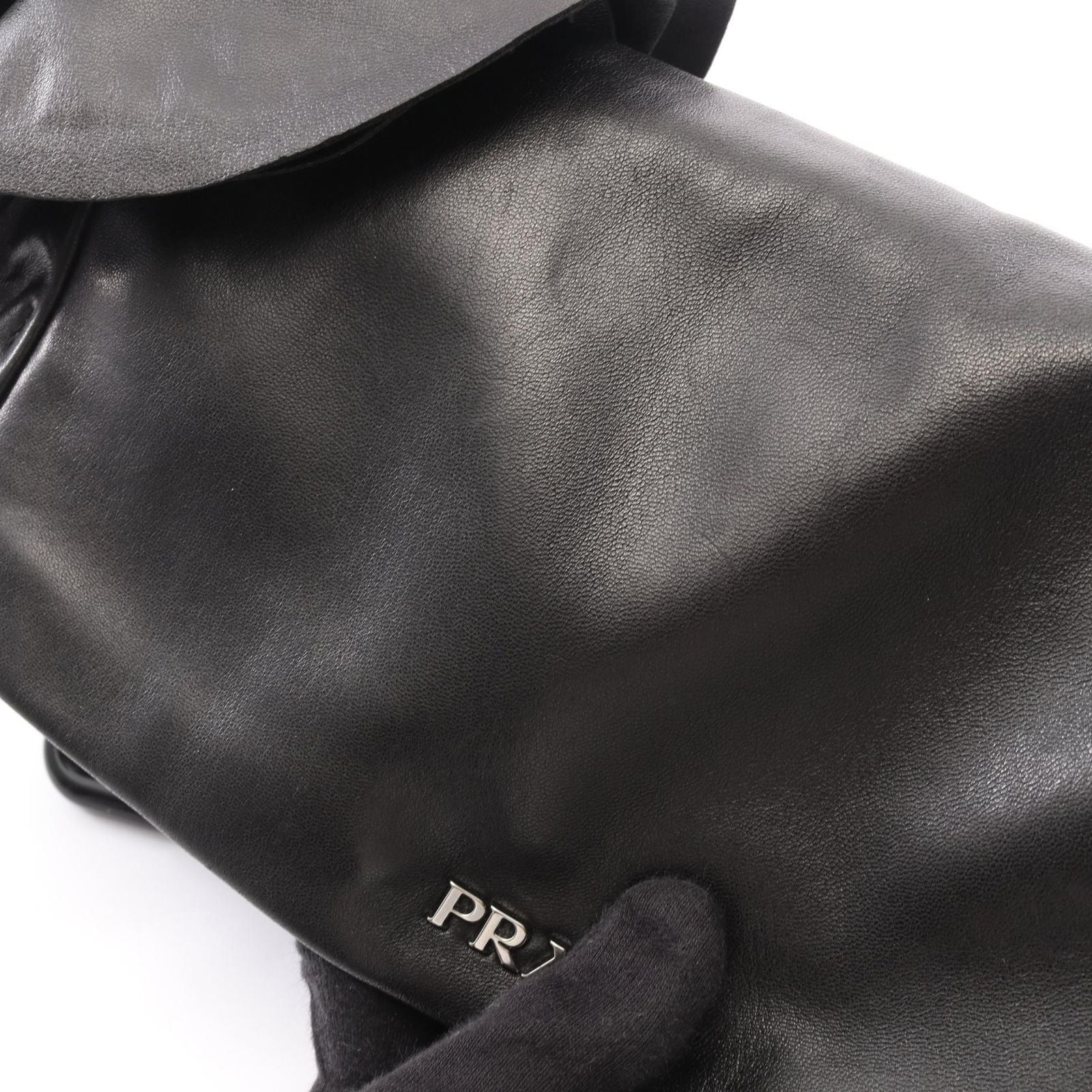 Prada Shoulder Bag Nappa S Frill Black Leather Chain Handle — view 8