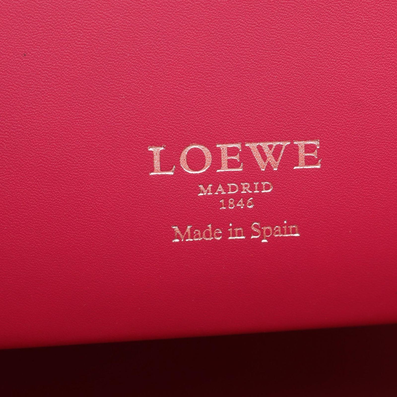 Loewe Tote Bag Leo Anagram Magenta Orange Leather Perforated — view 4