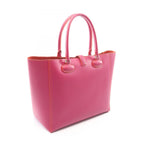Loewe Tote Bag Leo Anagram Magenta Orange Leather Perforated — view 2