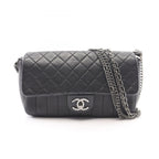 Chanel Shoulder Bag Quilted Black Leather Mademoiselle Chain