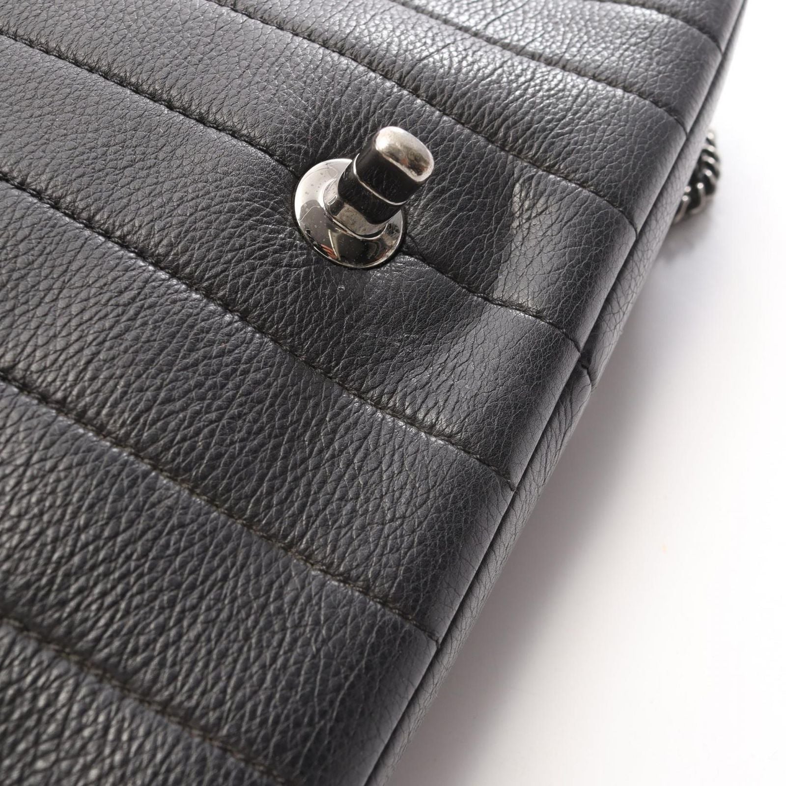 Chanel Shoulder Bag Quilted Black Leather Mademoiselle Chain — view 8