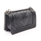 Chanel Shoulder Bag Boy Small Black Caviar Leather Chain Shawl — view 2