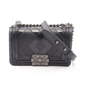 Chanel Shoulder Bag Boy Small Black Caviar Leather Chain Shawl